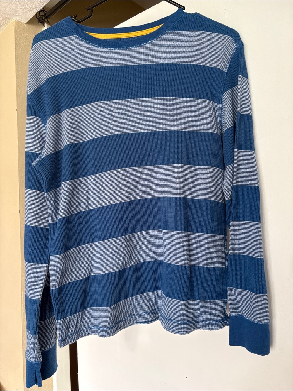 wonder nation Blue and Yellow Striped Thermal Tee